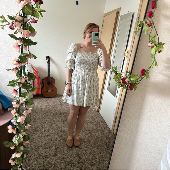 NWT French Connection Doris Smock Mini Dress - Women's Size 8 - Blue / Yellow - Picture 7 of 13